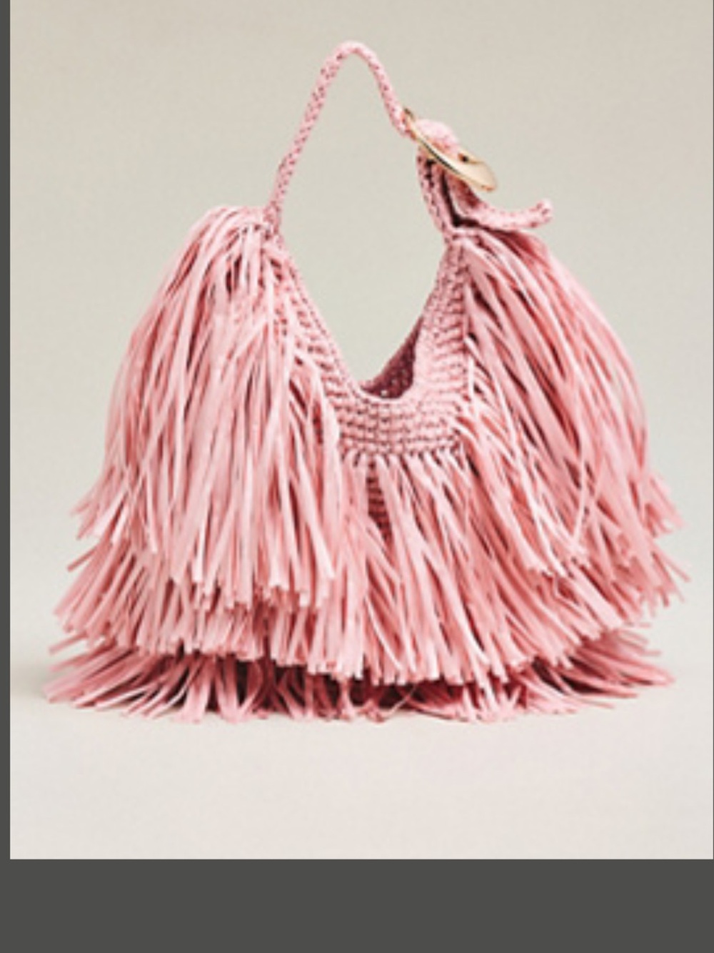 Anthropologie Pink Fringe Crochet Shoulder Bag